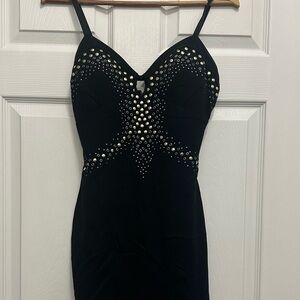 Bebe Black Bodycon Mini Dress with Spaghetti Straps